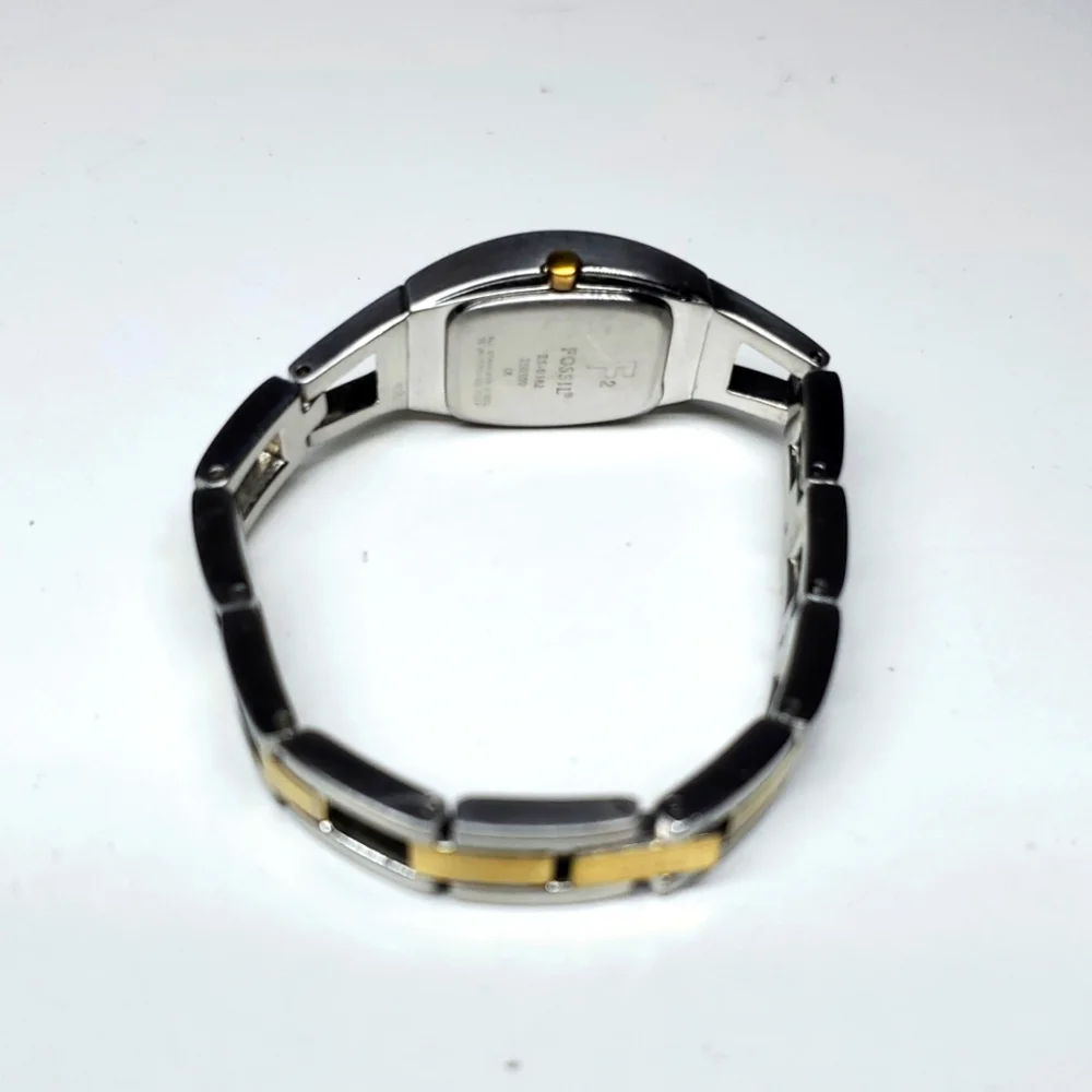 Vintage Fossil F² Watch ES9382 Gold Silver Band Watch